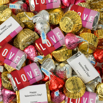 Valentine's Day Love Hershey's Assorted Miniatures, Kisses, and Reese's Chocolate MIX