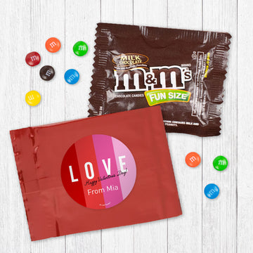 Personalized Valentine's Day Love Block Greetings Candy Favor Bag - M&Ms or Skittles