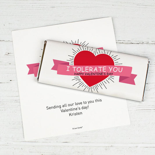 Personalized Valentine's Day I Tolerate You Chocolate Bar Wrappers Only
