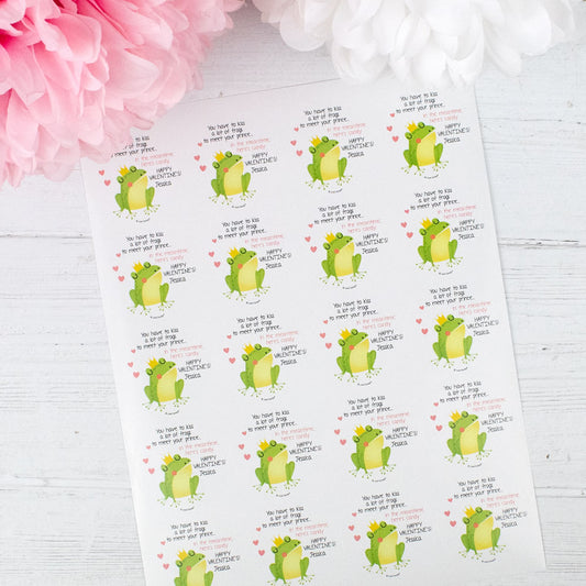 Personalized Valentine's Day 2" Stickers - Frog Prince