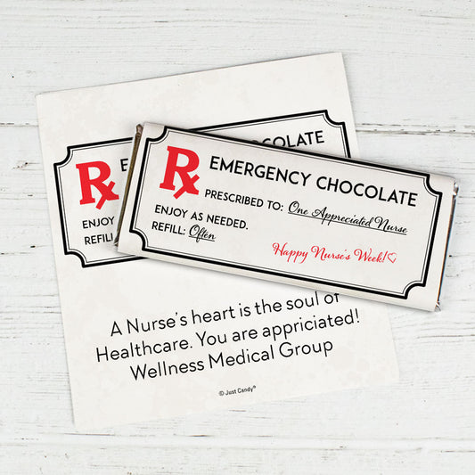 Nurse Appreciation Personalized Chocolate Bar Wrappers Emergency Chocolate