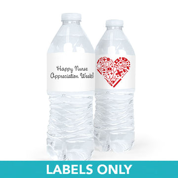 Personalized Nurse Appreciation Medical Heart Water Bottle Sticker Labels (5 Labels)