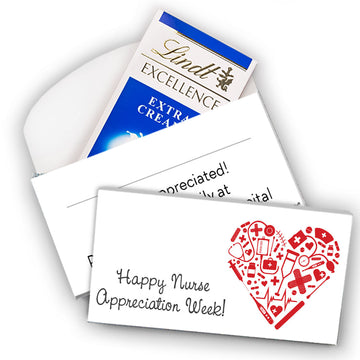 Deluxe Personalized Nurse Appreciation Lindt Chocolate Bar in Gift Box- Nurse's Heart