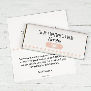 Personalized Nurse Appreciation Superheroes Chocolate Bar Wrappers Only