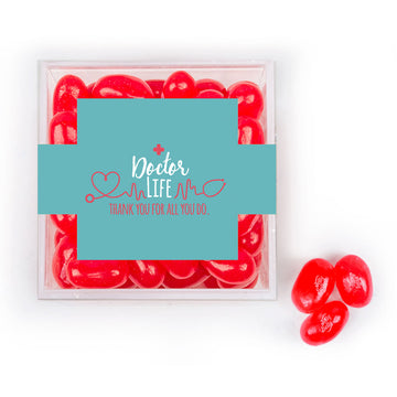 Personalized Doctor Appreciaiton JUST CANDY favor cube with Jelly Belly Jelly Beans