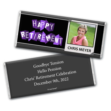 Retirement Personalized Hershey's Milk Chocolate Bar "Happy Retirement" Polaroid Photo