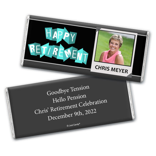 Retirement Personalized Hershey's Milk Chocolate Bar "Happy Retirement" Polaroid Photo