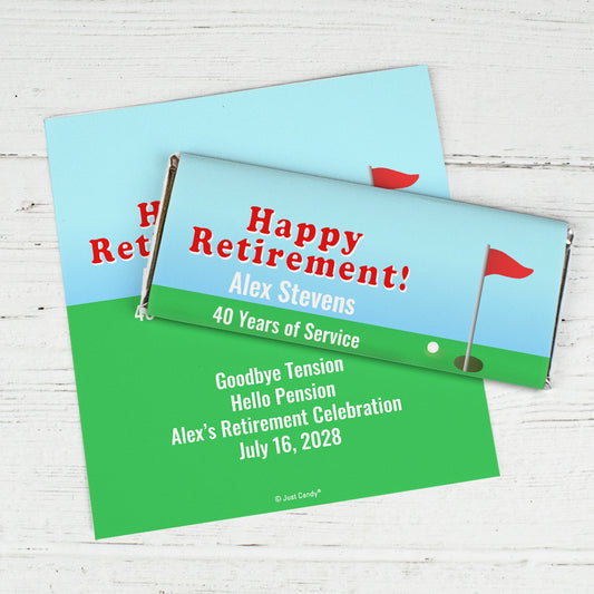 Retirement Personalized Chocolate Bar Wrappers (6 Wrappers Per Sheet) - Gone Golfing