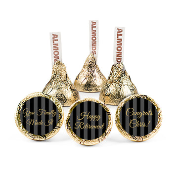 Personalized Retirement Gold and Pinstripe Hershey's Kisses