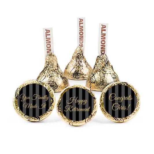 Personalized Retirement Gold and Pinstripe Hershey's Kisses