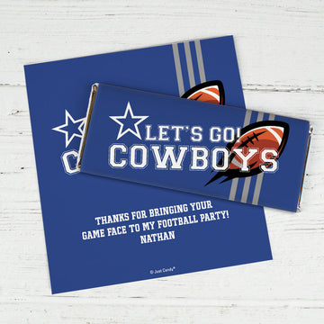 Personalized Cowboys Football Party Chocolate Bar Wrappers Only