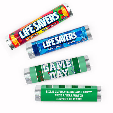 Personalized Football Party Themed Football Field Lifesavers Rolls (20 Rolls)