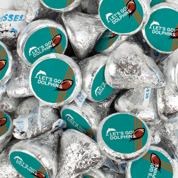 Assembled Let's Go Dolphins Stickers and Hershey's Kisses Candy 13.6oz Bag 85ct