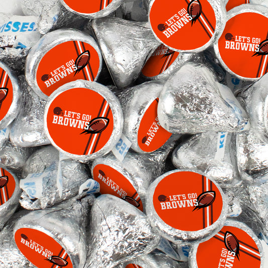 Assembled Let's Go Browns Stickers and Hershey's Kisses Candy 13.6oz Bag 85ct