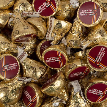Assembled Let's Go Washington Football Team Stickers and Hershey's Kisses Candy 13.6oz Bag 85ct