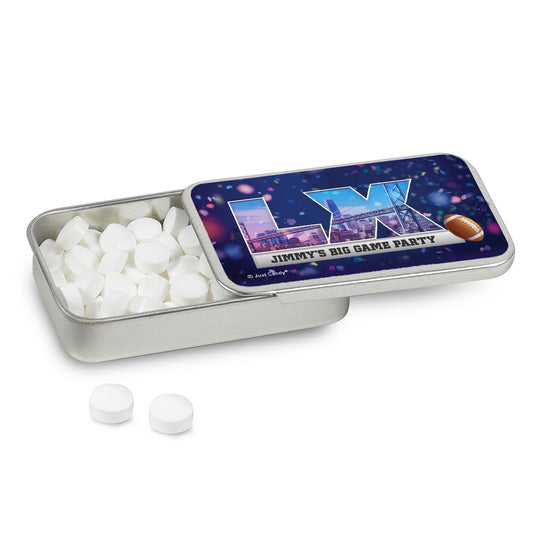 Personalized Football Party Themed Football Stadium Mint Tin