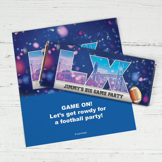 Personalized Football Party Themed Stadium Chocolate Bar Wrappers