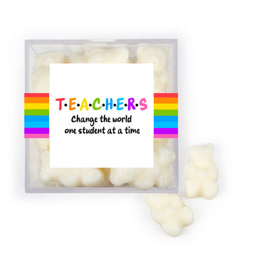 Teacher Appreciation Teachers Change The World JUST CANDY favor cube with Gummy Bears