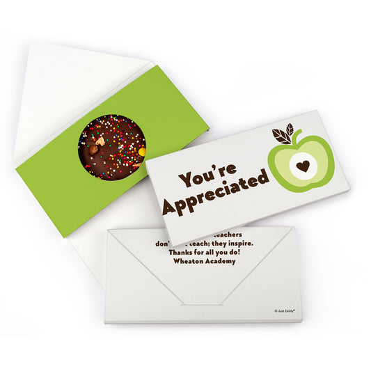 Personalized Teacher Appreciation One Cool Apple Gourmet Infused Belgian Chocolate Bars (3.5oz)