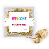 Personalized Welcome JUST CANDY® favor cube with Hershey's Kisses