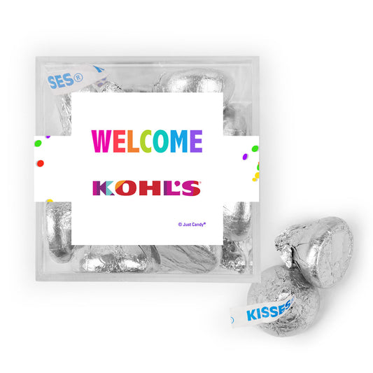 Personalized Welcome JUST CANDY® favor cube with Hershey's Kisses