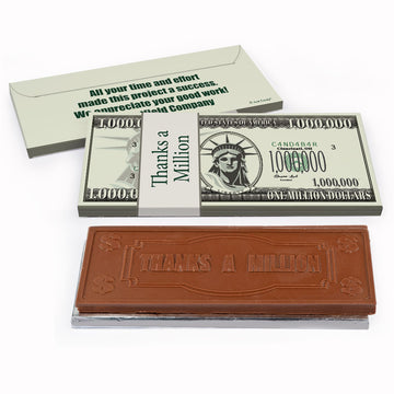 Deluxe Personalized Business Thank You Thanks A Million Chocolate Bar in Gift Box