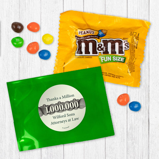 Personalized Business Thanks a Million Candy Favor Bag - M&Ms or Skittles
