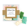 Personalized Dotted Thank You JUST CANDY® favor cube with Sugar Sanded Gummy Bears