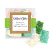 Personalized Dotted Thank You JUST CANDY® favor cube with Sugar Sanded Gummy Bears
