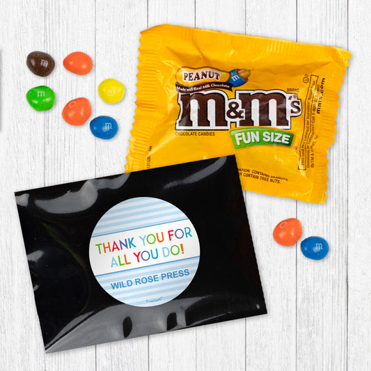 Personalized Colorful Thanks Candy Favor Bag - M&Ms or Skittles