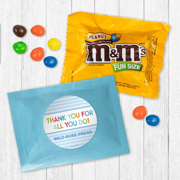 Personalized Colorful Thanks Candy Favor Bag - M&Ms or Skittles