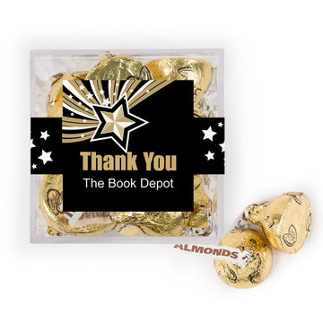 Personalized Thank You Gold Star JUST CANDY favor cube with Hershey's Kisses