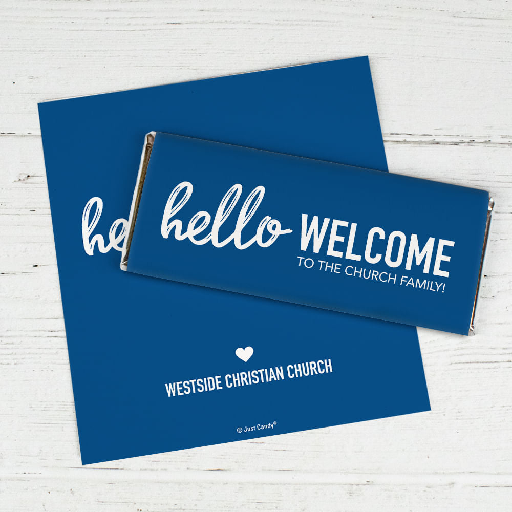 Personalized Hello & Welcome Chocolate Bar Wrappers – Just Candy