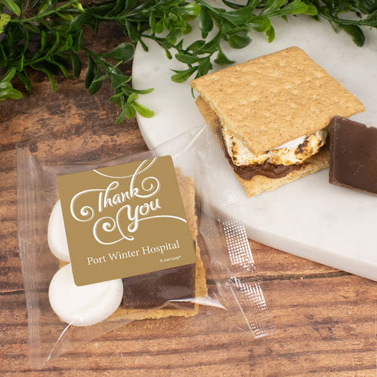 Personalized Swirly Thank You S'mores Favor