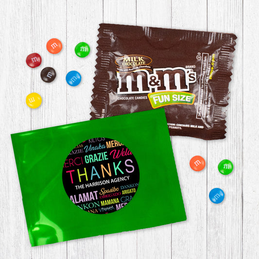 Personalized Business Thanks Languages Candy Favor Bag - M&Ms or Skittles
