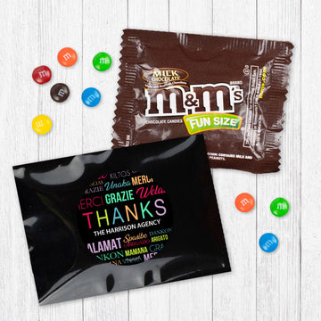 Personalized Business Thanks Languages Candy Favor Bag - M&Ms or Skittles