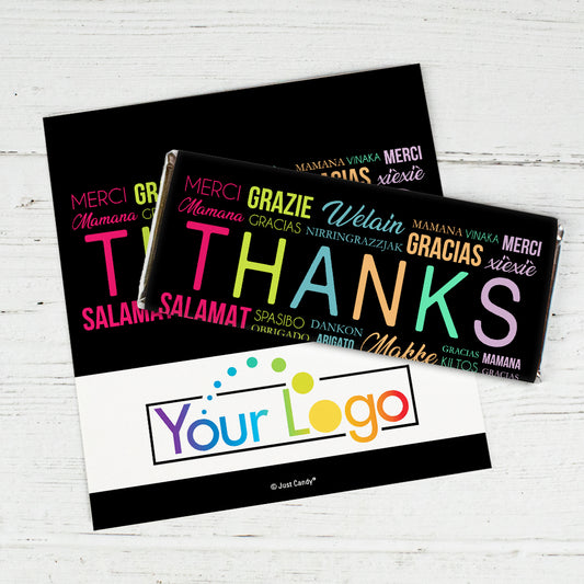 Personalized Thank You Languages Chocolate Bar Wrappers Only