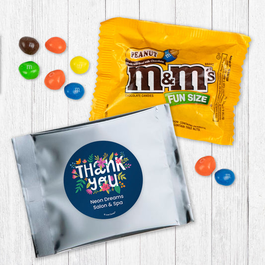 Personalized Thank You Floral Candy Favor Bag- M&Ms or Skittles