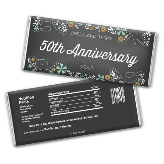 Anniversary Personalized Hershey's Milk Chocolate Bar Flowers & Scrolls