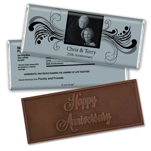 Anniversary Personalized Embossed Chocolate Bar Chocolate & Wrapper Forever Yours 25th Anniversary Favors