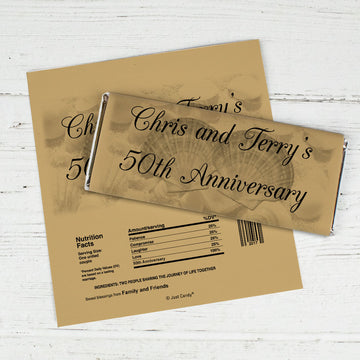 Anniversary Personalized Chocolate Bar Wrappers Chocolate & Wrapper Two of a Kind 50th Anniversary Favors