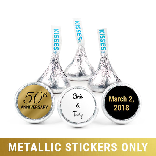 Personalized Metallic Anniversary 50th 3/4" Stickers (108 Stickers)
