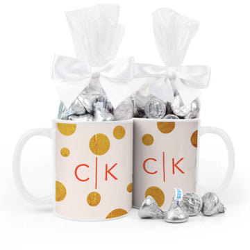 Personalized Anniversary Gold Dots 11oz Mug with Hershey's Kisses