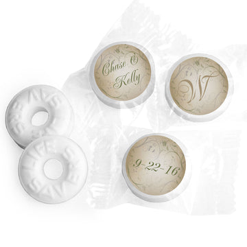 Wedding Favor Personalized Life Savers Mints Monogram Leaves Swirls