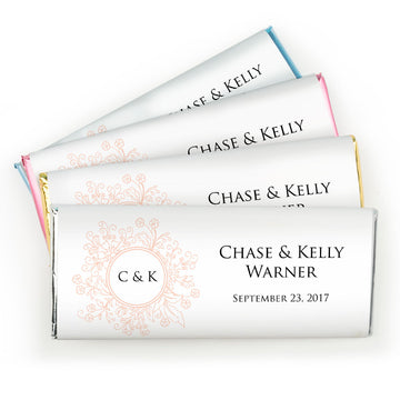 Wedding Favor Personalized Hershey's Milk Chocolate Bar Monogram Flower Seal