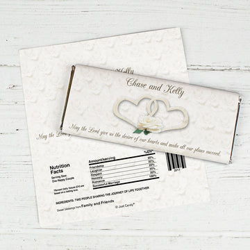 Wedding Favor Personalized Chocolate Bar Wrappers Two Hearts Lord's Blessing