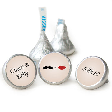 Wedding Favor Personalized Hershey's Kisses Mustache and Lips Assembled Kisses