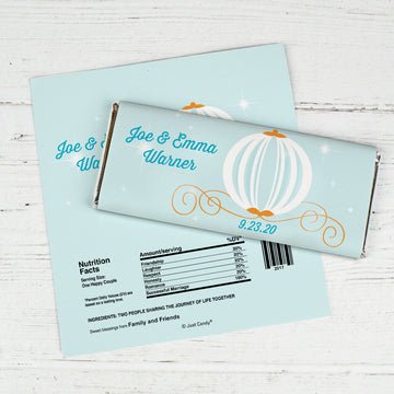 Wedding Favor Personalized Chocolate Bar Wrappers Cinderella Inspired Carriage
