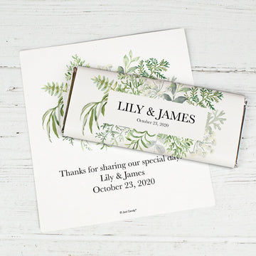 Personalized Wedding Botanical Love Chocolate Bar Wrappers