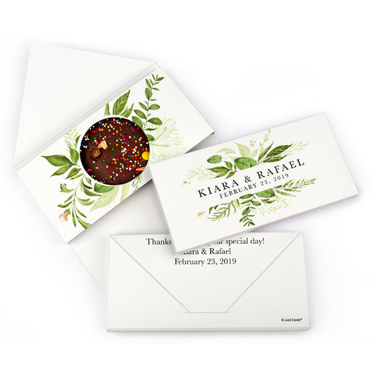 Personalized Wedding Whimsical Greenery Gourmet Infused Belgian Chocolate Bars (3.5oz)